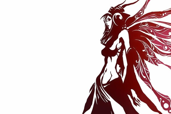 Silhouette graphique d une fille avec des ailes