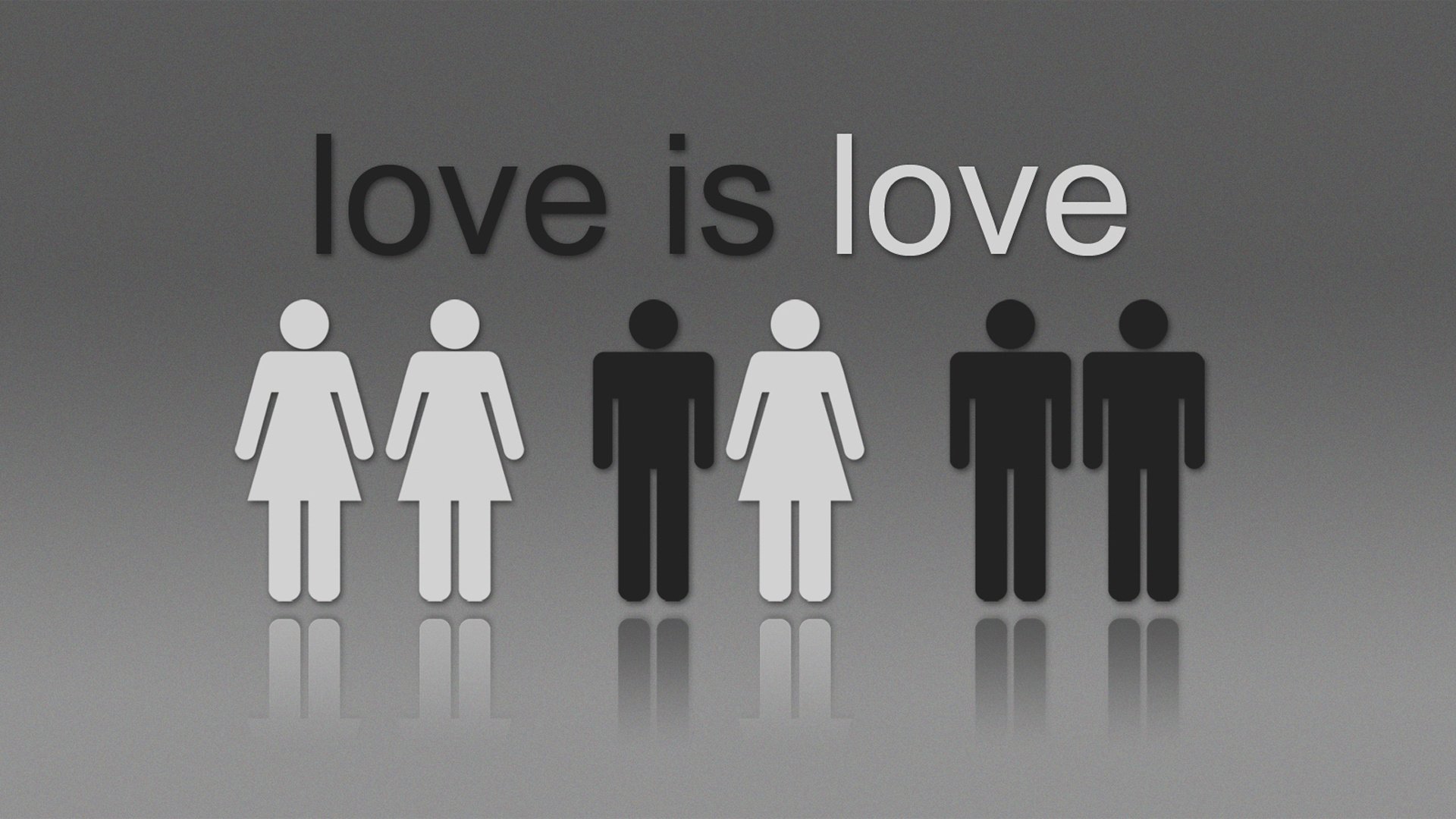 love is love deux race amour couples fond gris inscription romance réflexion noir blanc dessins anime