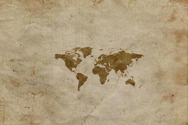 Carte du monde en beige et marron