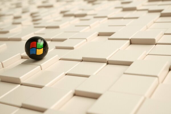 Boîte de rectangles avec une boule (logo windows)