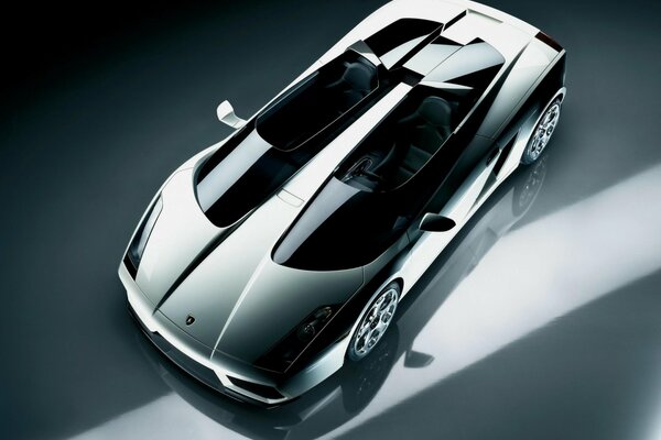 Lamborghini métallisé argenté vue de dessus