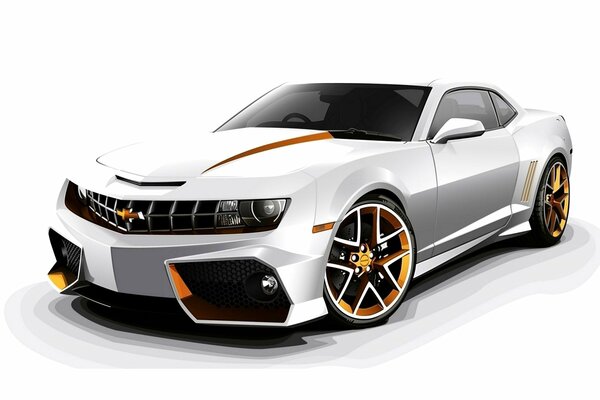 Blanc Chevrolet Camaro sur fond blanc