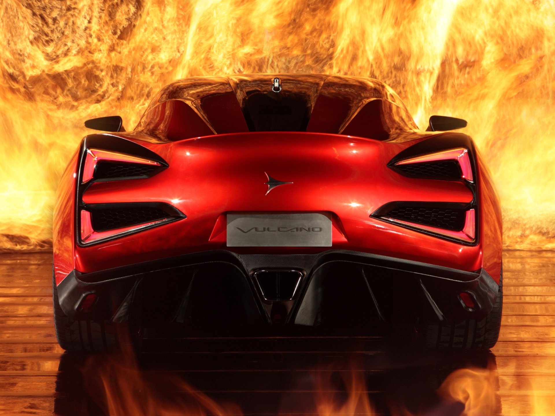 icona volcan icône vulcano supercar feu vue arrière