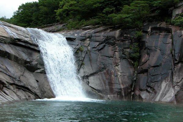 Cascade parmi les rochers rocheux