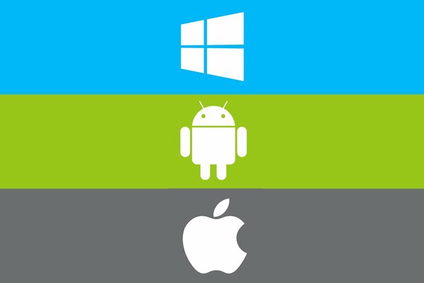 Emblèmes des systèmes d exploitation. Android, windows, apple