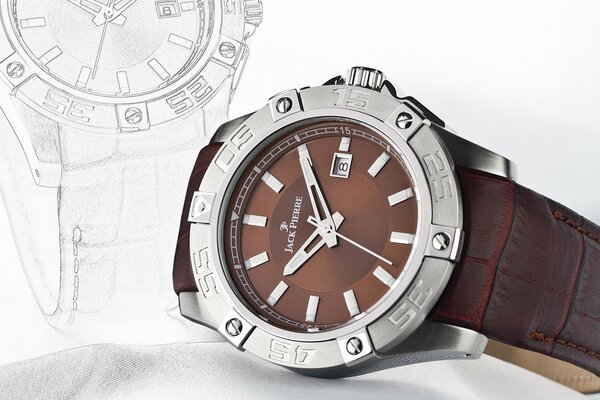 Montre-bracelet homme Jack pierre: blanc et marron