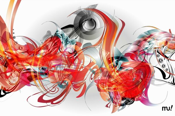 Abstraction avec des lignes et des courbes dans un style musical