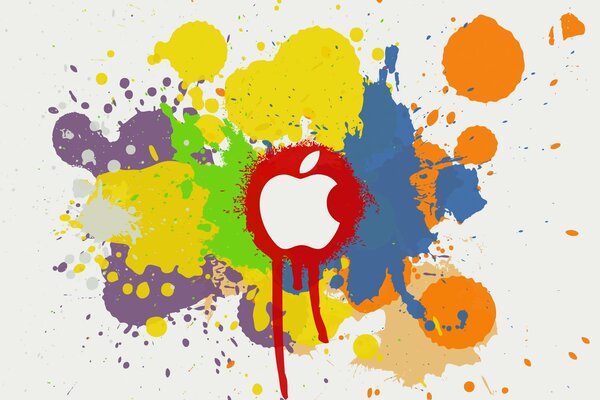 Logo Apple mac sur fond de taches colorées