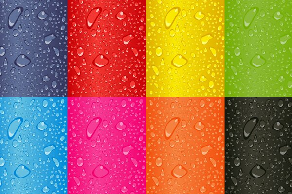 Carrés multicolores avec des gouttelettes d eau