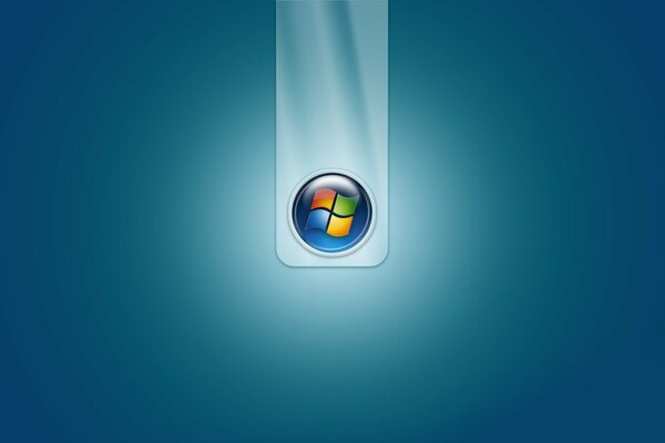 Logo Microsoft Windows 7 emblème icône ronde sur fond bleu