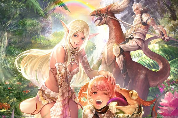 Lineage 2 elfes souriants dans un monde prospère