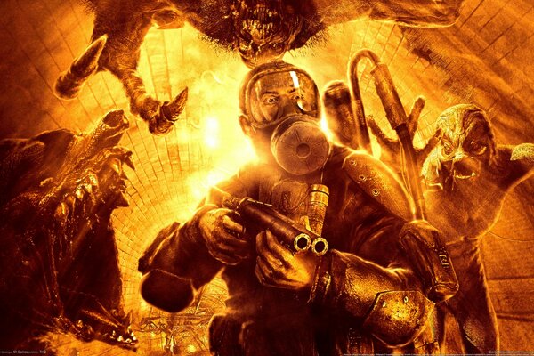 Bataille dans le métro avec des monstres de rayonnement