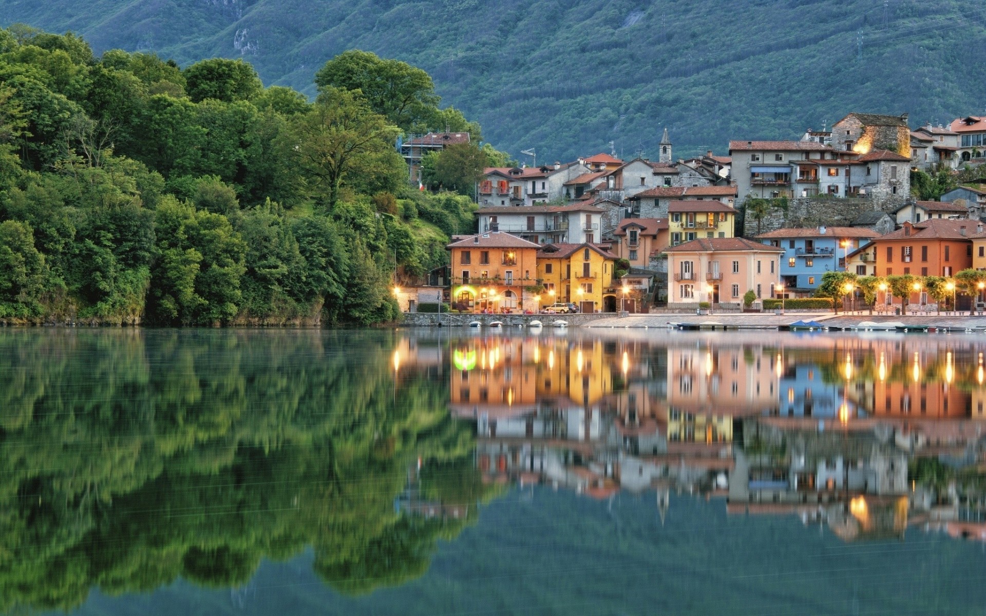italie piémont réflexion lac bâtiment promenade mergozzo