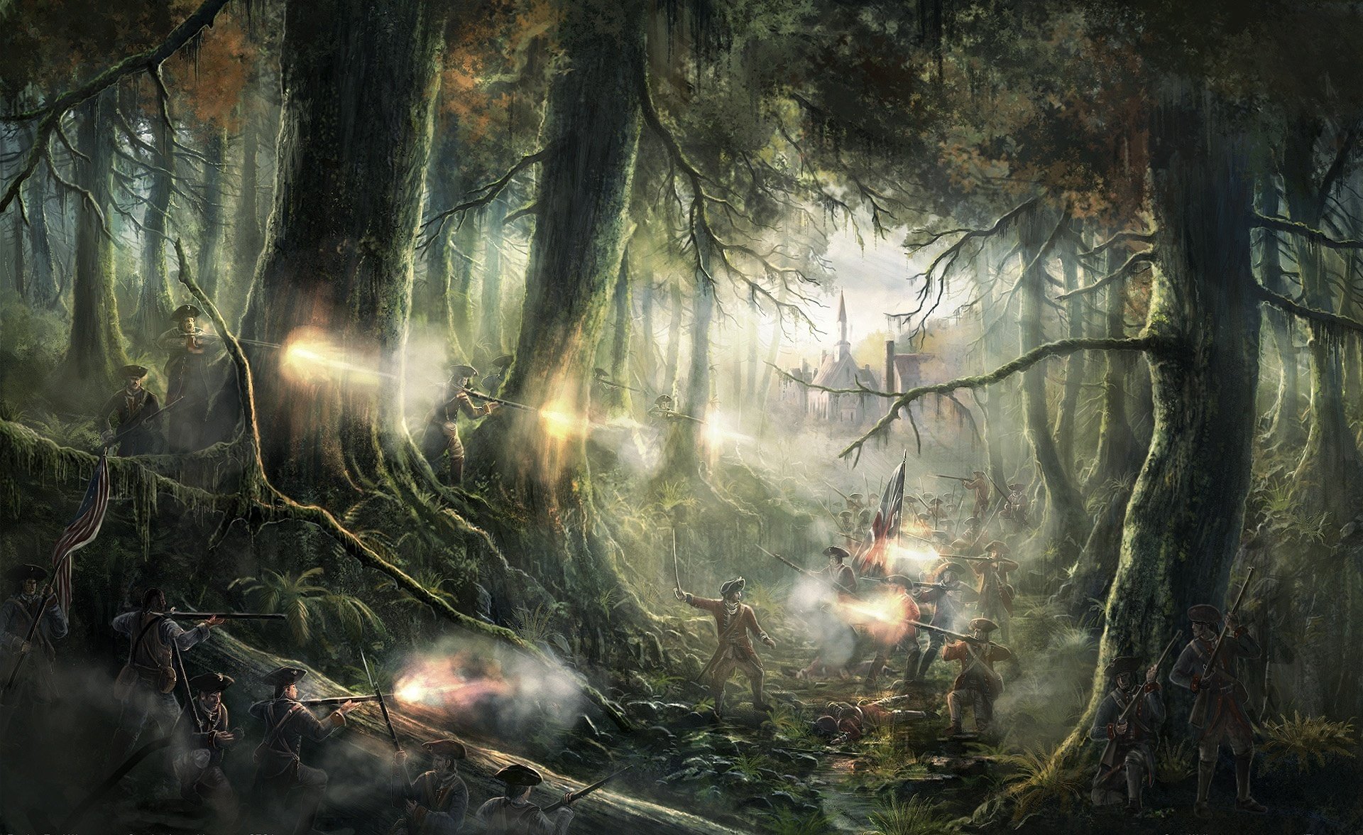 empire total war forêt feu armes soldats guerre batailles