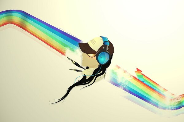 Mannequin dans un casque et une casquette au milieu de l arc-en-ciel