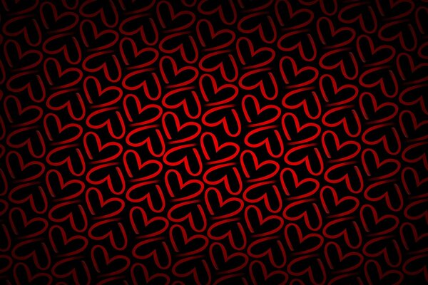 Texture avec des coeurs rouges sur fond sombre