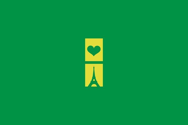 Tour Eiffel et coeur sur fond vert