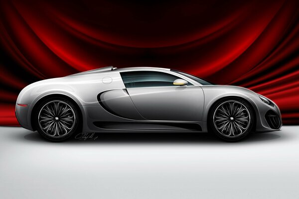 Image dans le graphique de la machine bugatti sur fond rouge