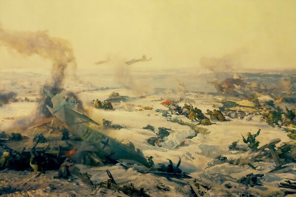 Fragment de peinture sur le thème militaire