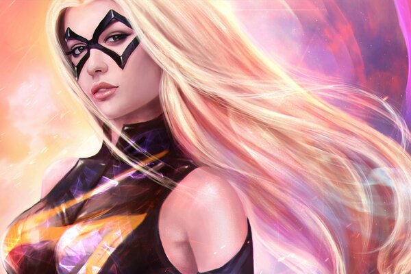 Photo de fille de super-héros Miss Marvel blonde