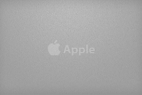 Fond gris avec inscription pomme