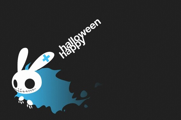 Lapin effrayant Halloween sur fond noir