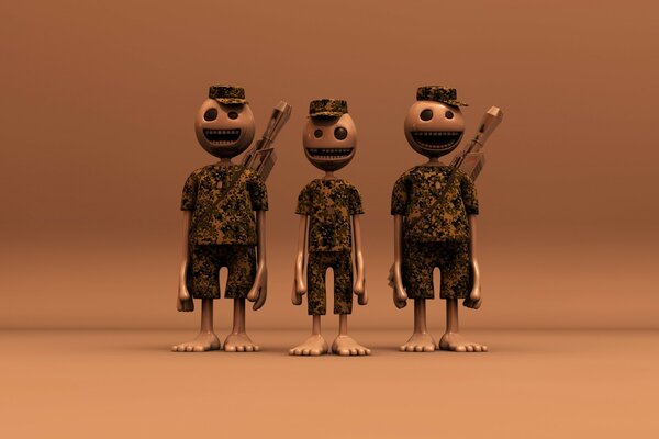 Les soldats de la bande dessinée se dressent en ligne