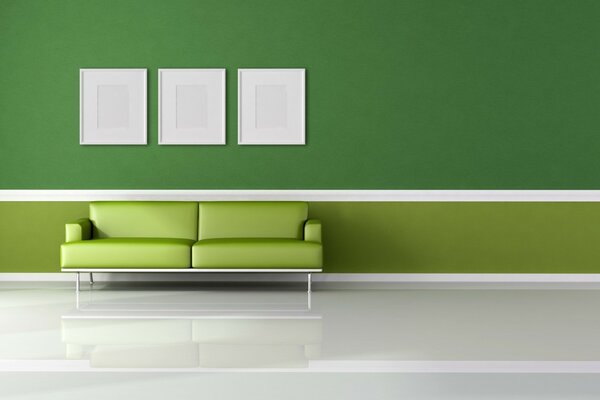 Chambre verte dans le style du minimalisme