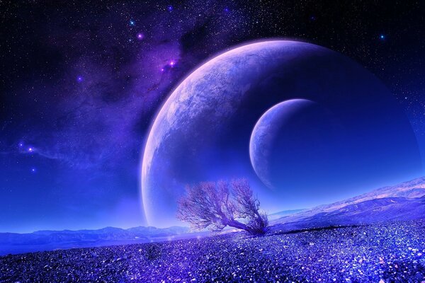 Un beau fond violet représente l espace