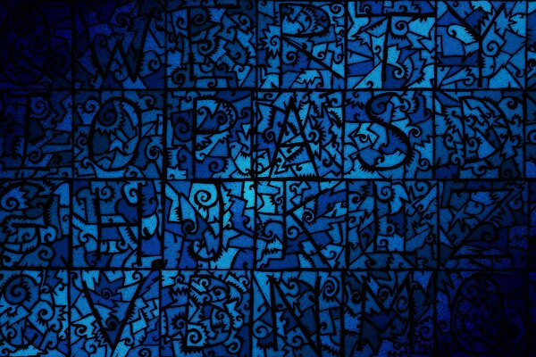 Mosaïque de couleur bleue avec des lettres différentes