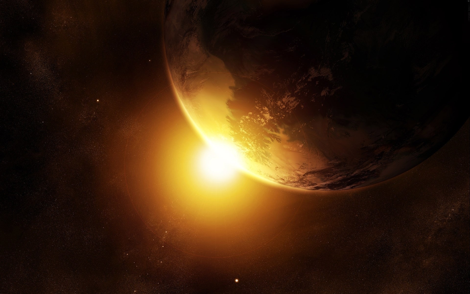 planète espace lumière soleil