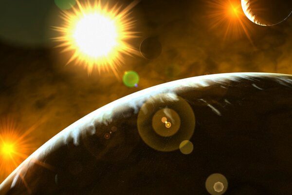 La lumière des étoiles illumine la surface de la planète
