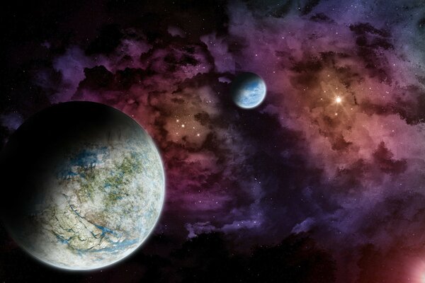 La terre et la lune sont deux amies qui brillent les étoiles