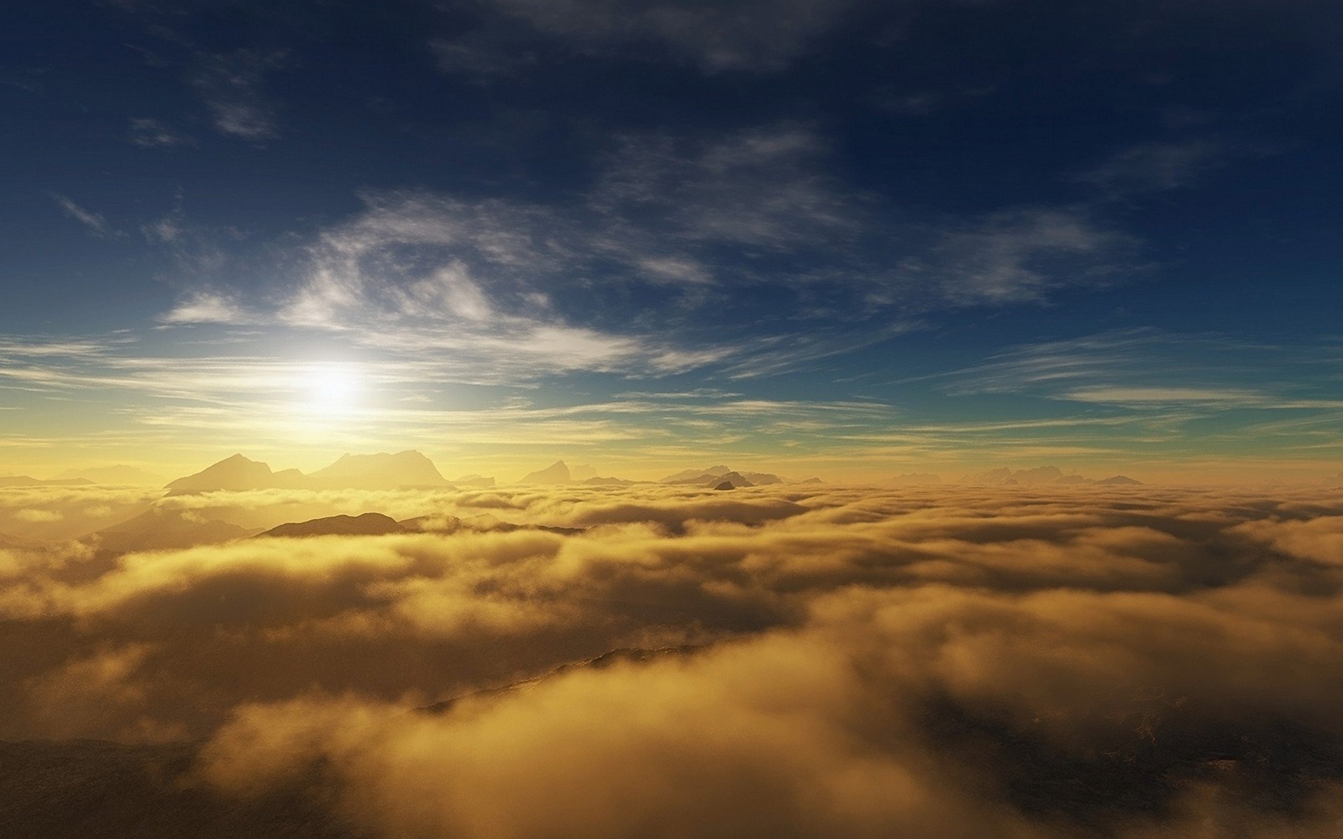 nuages montagnes ciel soleil