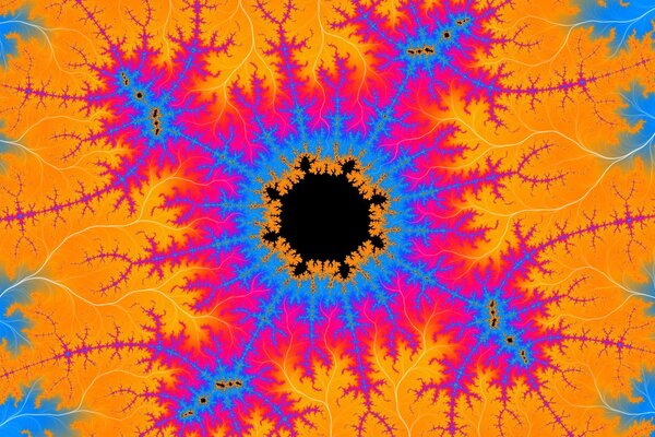 Symétrie vive avec des motifs colorés en forme de rayons
