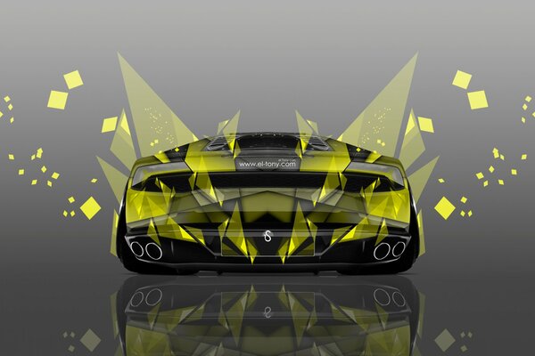 Lamborghini vert sur fond gris