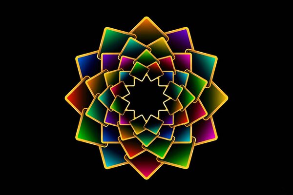 Polyèdre volumétrique multicolore de carrés