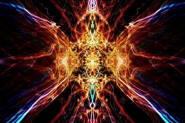 Kaléidoscope de lumières colorées sur fond noir