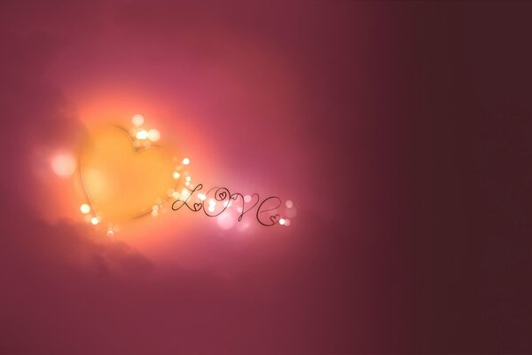 Coeur et inscription sur fond rose