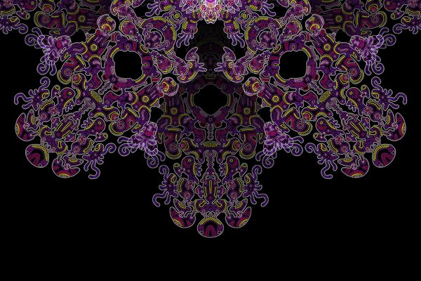 Mandala tons violets sur fond noir