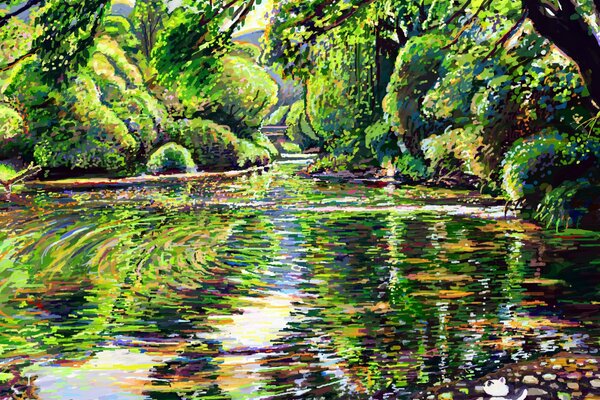 Paysage d été lumineux avec des peintures