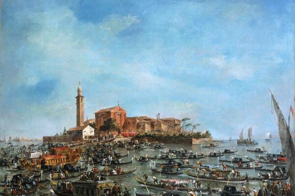 Les gondoles ont navigué vers la ville de Venise