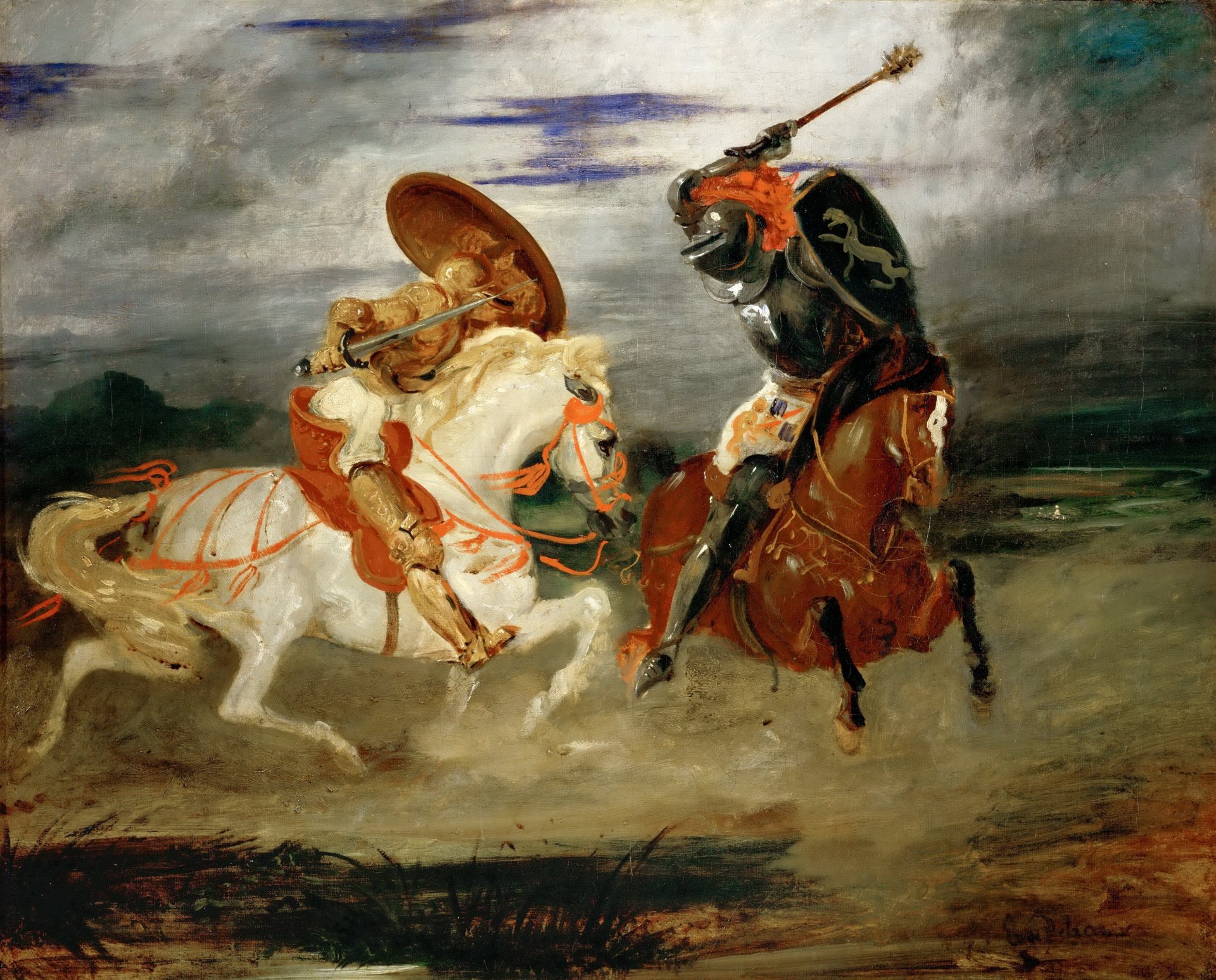 le duel des chevaliers delacroix eugène peintre français peinture huile sur toile musée du louvre paris