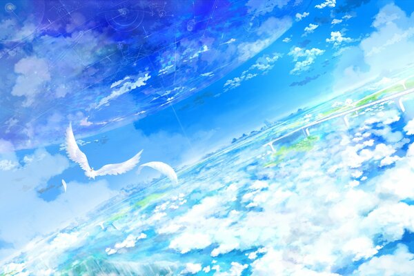 Dessin d un oiseau haut dans le ciel