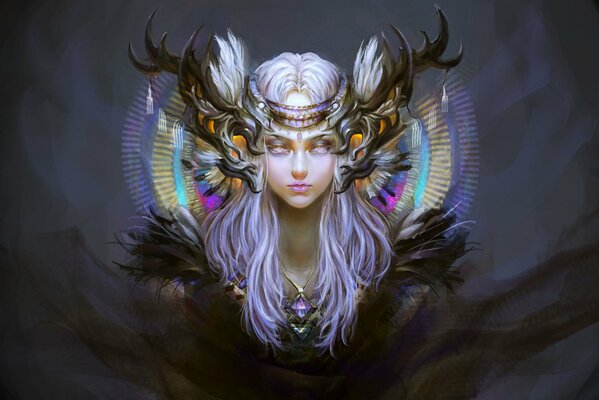 Fille avec des cornes art dans le minimalisme