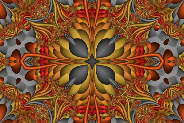 Motif symétrique dans les tons gris-rouge-rouge abstraction