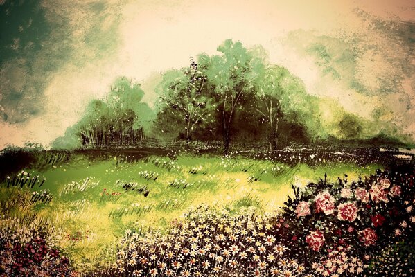 Dessin d art d arbres dans le vent