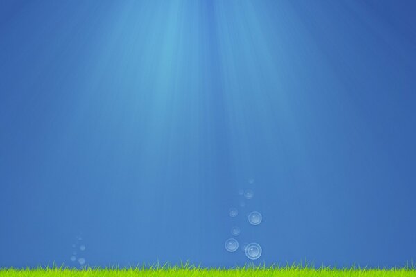 Bulles sous l eau. Mer bleue
