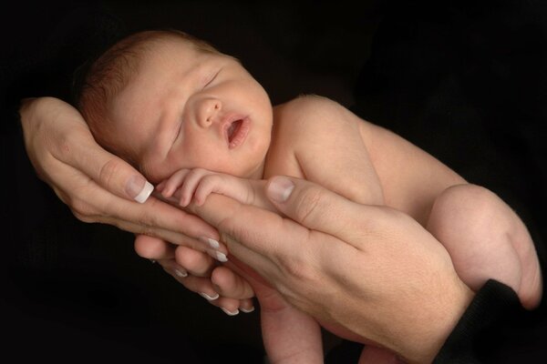 Petit enfant dans les bras des parents