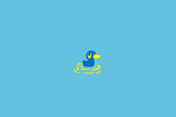 Canard bleu sur fond bleu